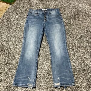 MADEWELL CALI DEMI-BOOT Mini Flare Hem Distressed Crop Jeans 26P